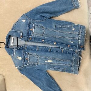 Oversized Zara Distressed Blue Denim Jacket